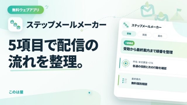このは屋 | 無料アプリ「ステップメールメーカー」を使ってみた｜7通の流れを整理