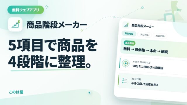 このは屋 | 無料アプリ「商品階段メーカー」を使ってみた｜本命商品の前に作る一段を整理